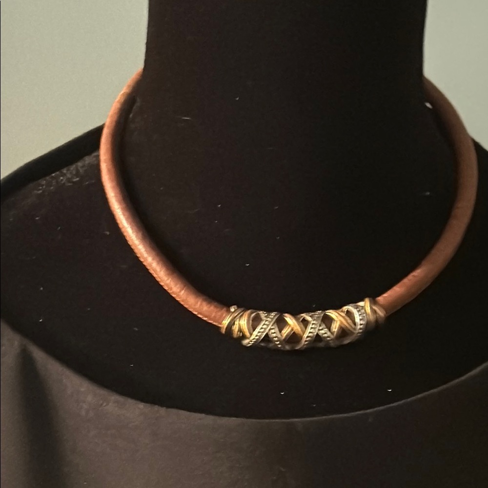 Brighton Brown and Silver Necklace/bracelet with Leather and Beads - Picture 6 of 10